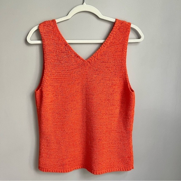 Vintage Knit Sweater Vest Women's Large Stretchy Orange Beachy Coastal‎ Cottage - Picture 2 of 12